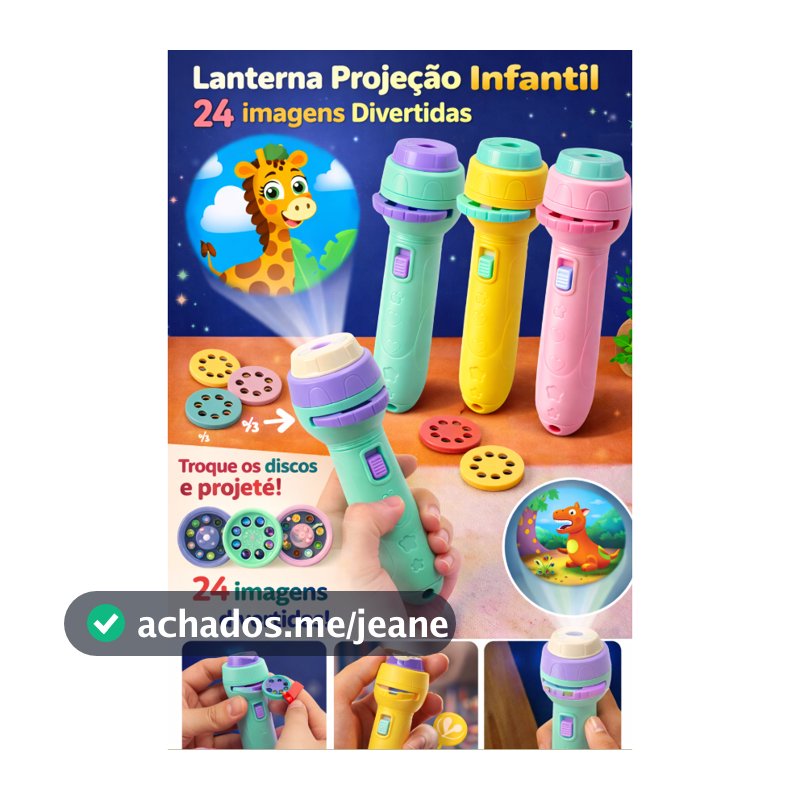 Lanterna Projetora Infantil 24 Imagens Animais para Crianças  Brinquedo Projeção 3 Discos