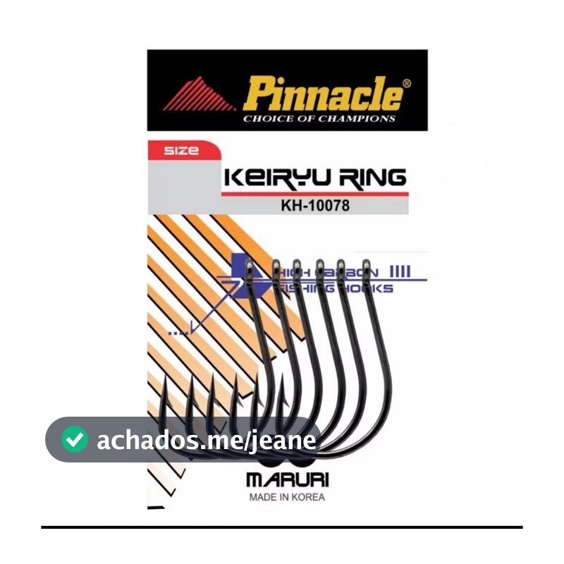ANZOL KEIRYU RING BLACK PINNACLE CARTELA  ANZOL FINO E RESISTENTE Ideal para Tilápia