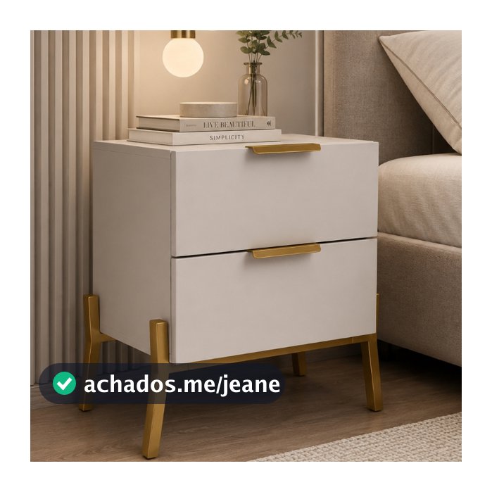 Mesa de Cabeceira Evora Estilo Industrial Pé de Aço Puxadores de Alumínio Estrutura MDF  - LH Móveis