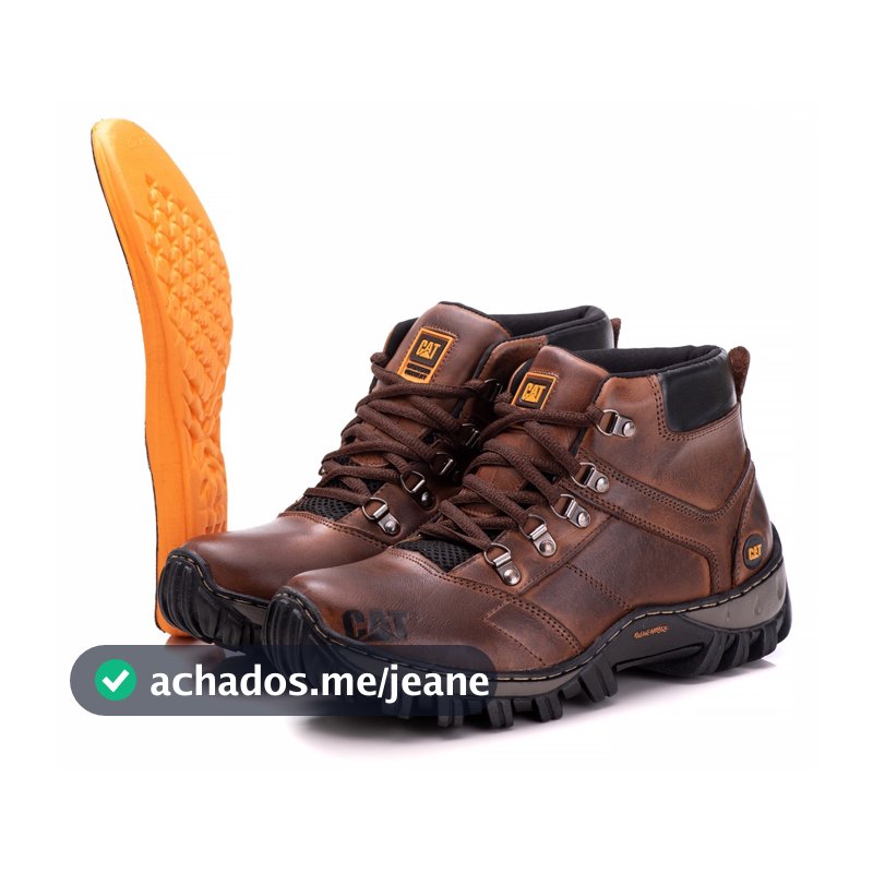 Bota Caterpillar Masculina Em Couro Com Palmilha Em Gel Macia Adventure