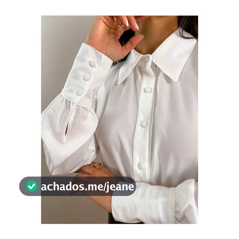 Camisa feminina elegante e casual， manga bufantes，tem 3 botão ，JEMMY MODA。