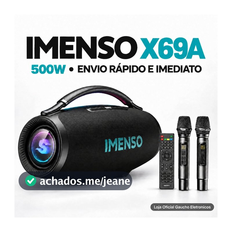 Imenso 500W IMS-X69A Caixa De Som Bluetooth 5.3 45000mAh IPX6 + 2 Microfones