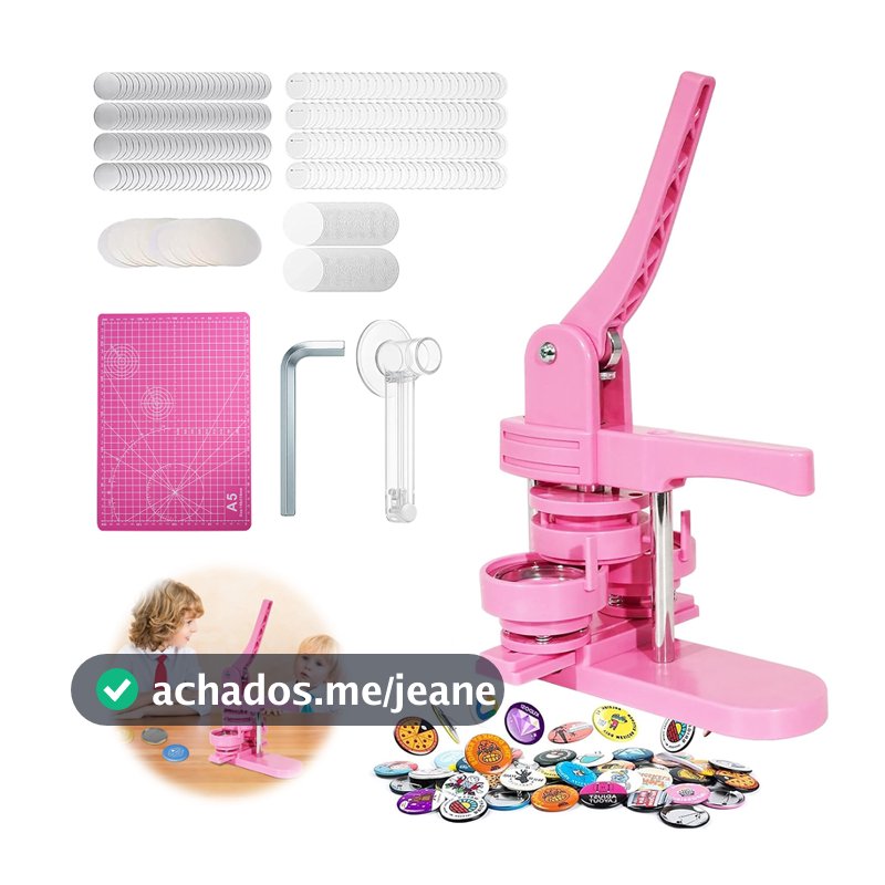 Máquina de Botton 58mm Manual -  Kit Completo Pronto para Criar com 120 Conjuntos, Fácil e Rápido