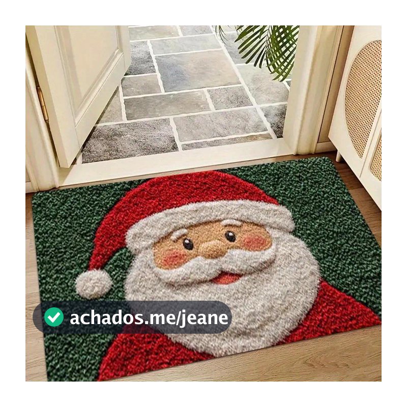 Tapete De Porta De Natal Vermelho Papai Noel Ao Ar Livre E Interior Homem De Gengibre Ano Novo 2026 Feliz Decoração De C