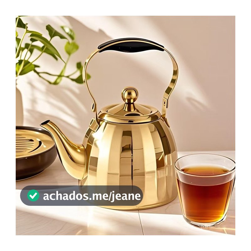 Chaleira aço Inoxidavel C/ Infusor 1000ML dourado inducao /fogo