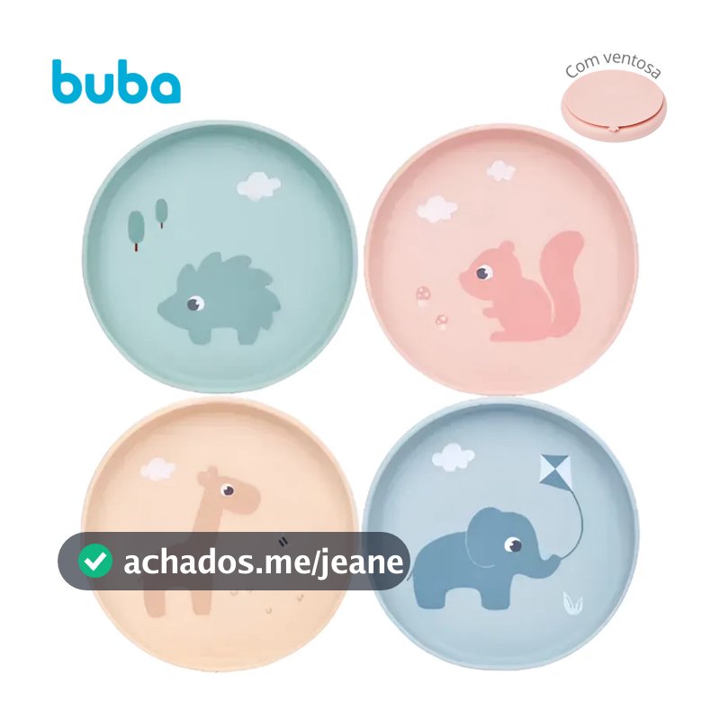 Pratinho Em Silicone Com Ventosa Cloudy Buba Infantil Introdução Alimentar Prato Raso Refeição Bebê.