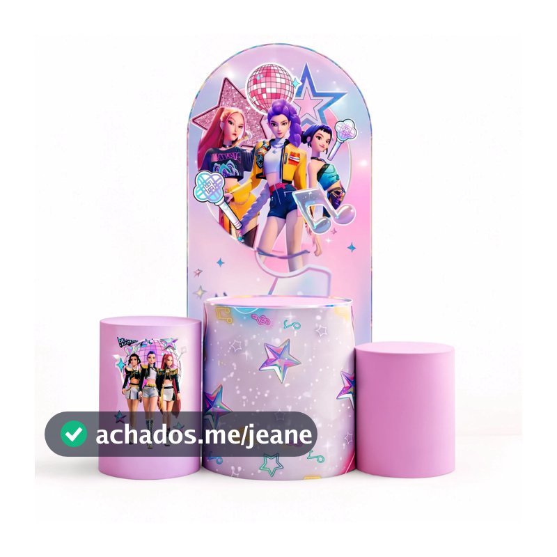 Painel Romano E Capas Cilindro Kit Sublimado Guerreiras Kpop Infantil Menina