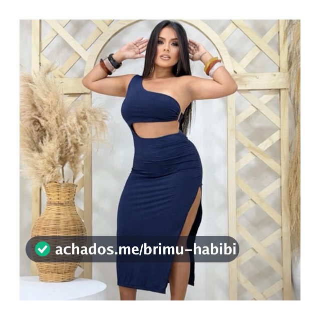 Vestido Feminino Festa Um Ombro  Midi Fenda Lateral