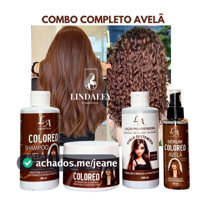 Combo Completo Tonalizante Avelã Marrom Intenso 4 em 1 - Shampoo Condicionador Máscara e Sérum Avelã