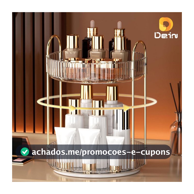 Organizador de Maquiagem Giratório – Suporte Multiuso 2/3 Andares p/ Cosméticos e Perfumes