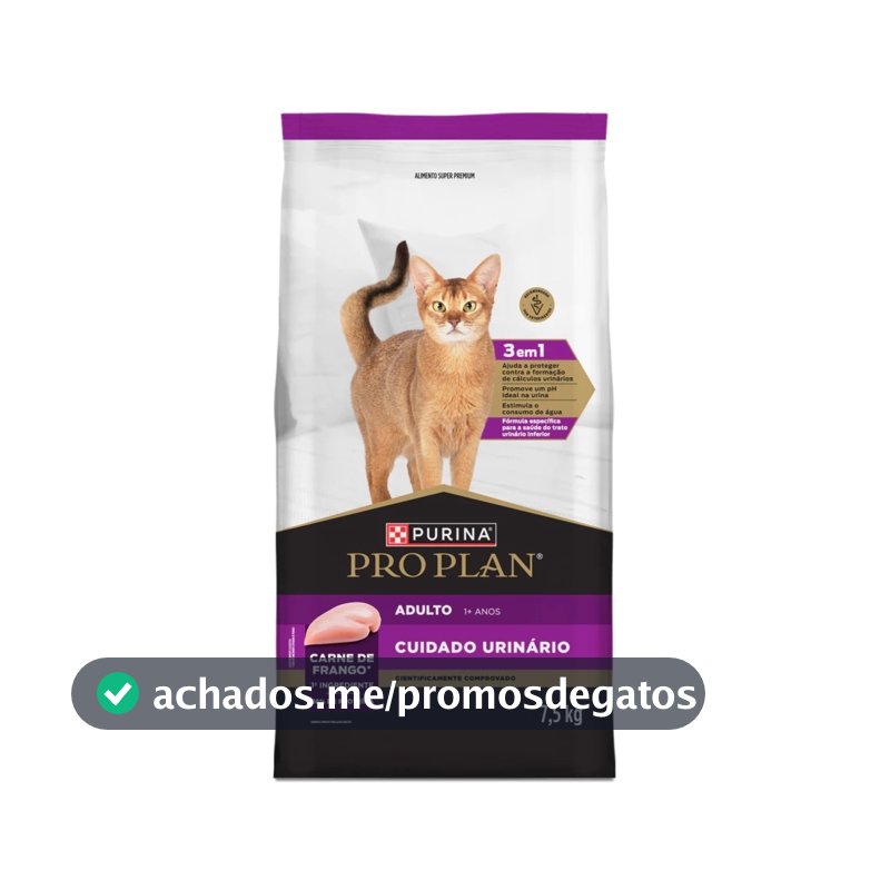 Ração para gato Purina Pro Plan Cuidado Urinário Gato Adulto Frango 7,5 Kg Trato Urinário