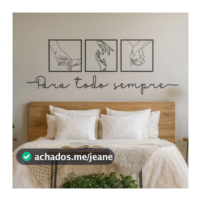 Kit 3 Quadros Casal Minimalista Decorativo Cabeceira + Frase de parede para todo sempre Mdf