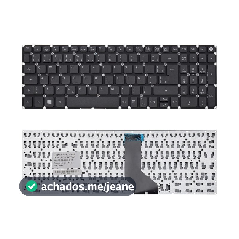 Teclado para Notebook compatível com Acer Aspire E5-574 ABNT2 - F2 WI-FI
