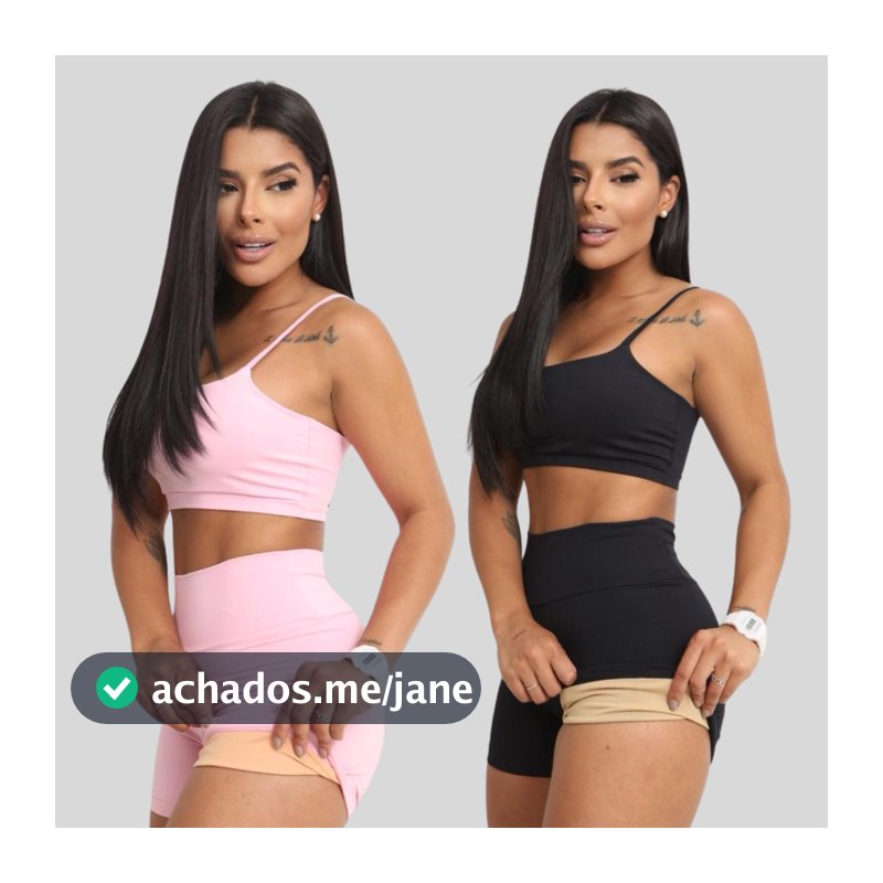 Conjunto Academia Short e Top Duplo Poliamida Corrida Roupa de Treino Feminina Zero Transparência
