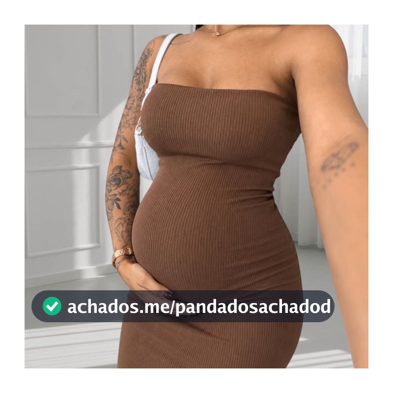 Vestido Midi Gestante Tomara Que Caia Anarruga Canelado Tubinho Justo Confortável