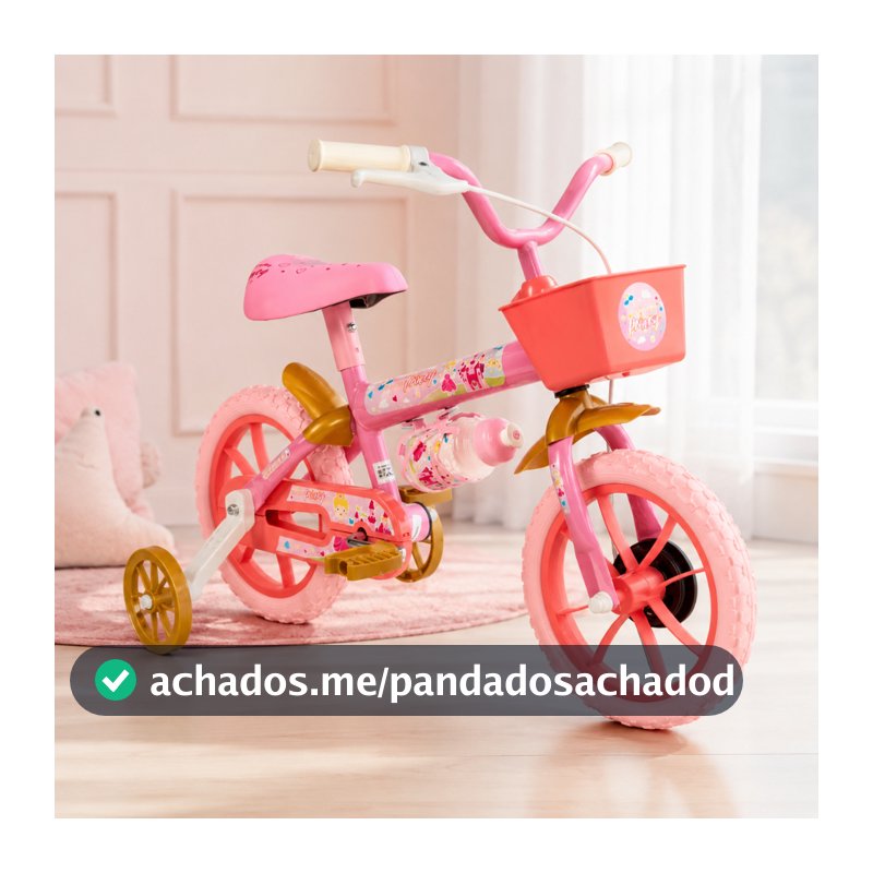 Bicicleta Menina Aro 12 Princy Rosa Com Rodinhas E Garrafa Original Suporta até 28Kg