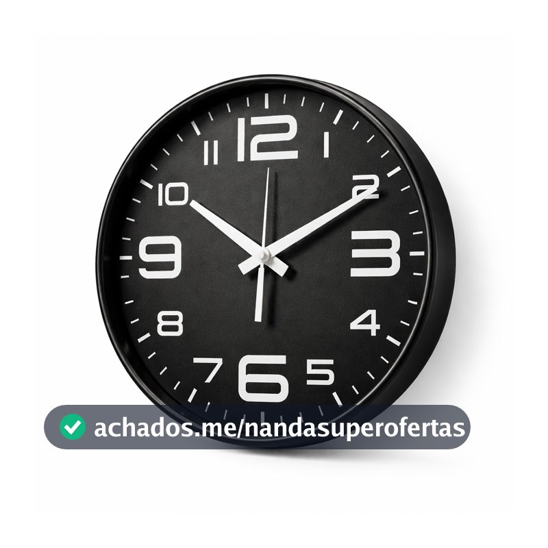 Relógio de Parede Preto 25cm Números Brancos Moderno 6053T17