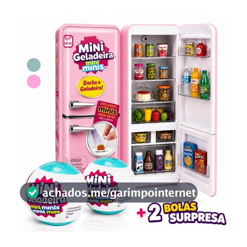 Mini Geladeira Mini Brand Brinquedo Com Luz + 2 Cápsulas Surpresa Miniaturas Realistas Brinquedo Infantil EPS-3069