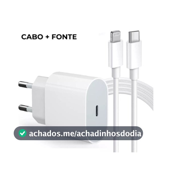 Carregador iPhone Turbo Tipo-C 20W + Cabo Lightining para IPhone Carga rápida