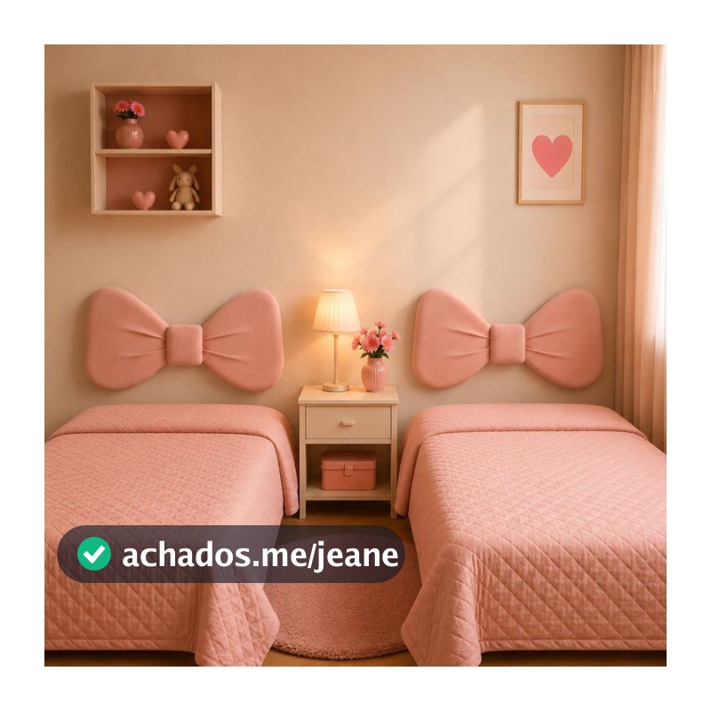 Kit 2 Cabeceiras Infantil Laço Solteiro Menina Para Cama Box Solteiro Bouclê Rosa