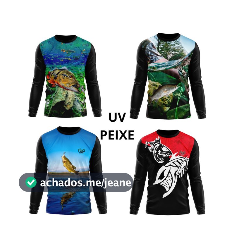 Camisa Camiseta Masculina e Feminina Uv Proteção Solar Estampa Peixe Pescaria