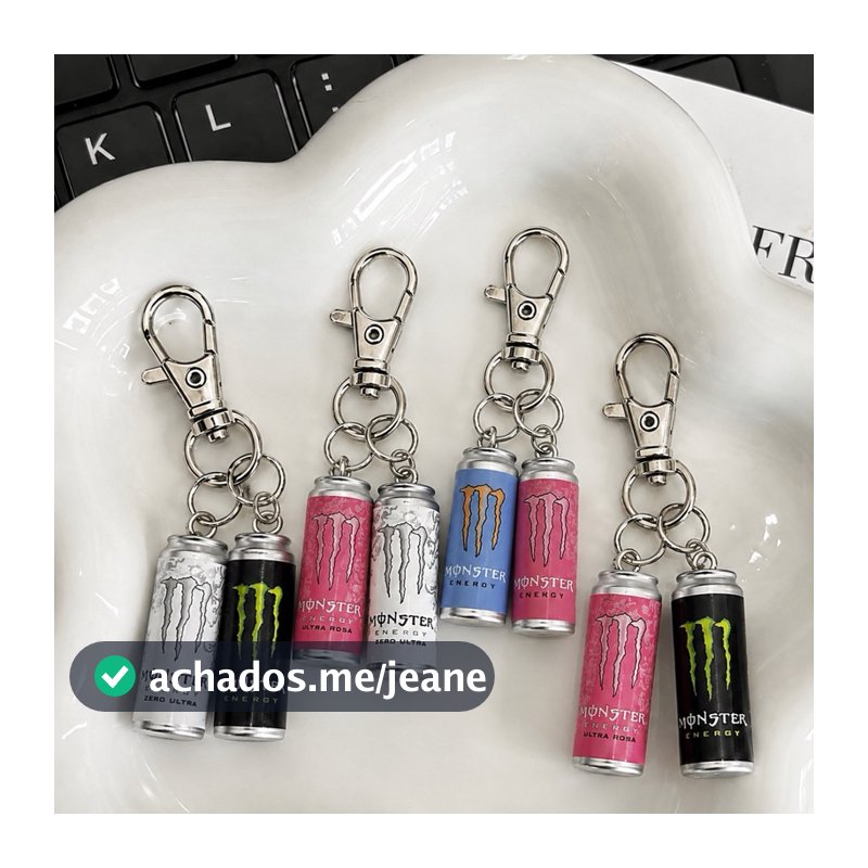 Chaveiro Dupla Mini Latas Estilo Energético Monster Energy Acessório Chaves Mochilas Bolsas