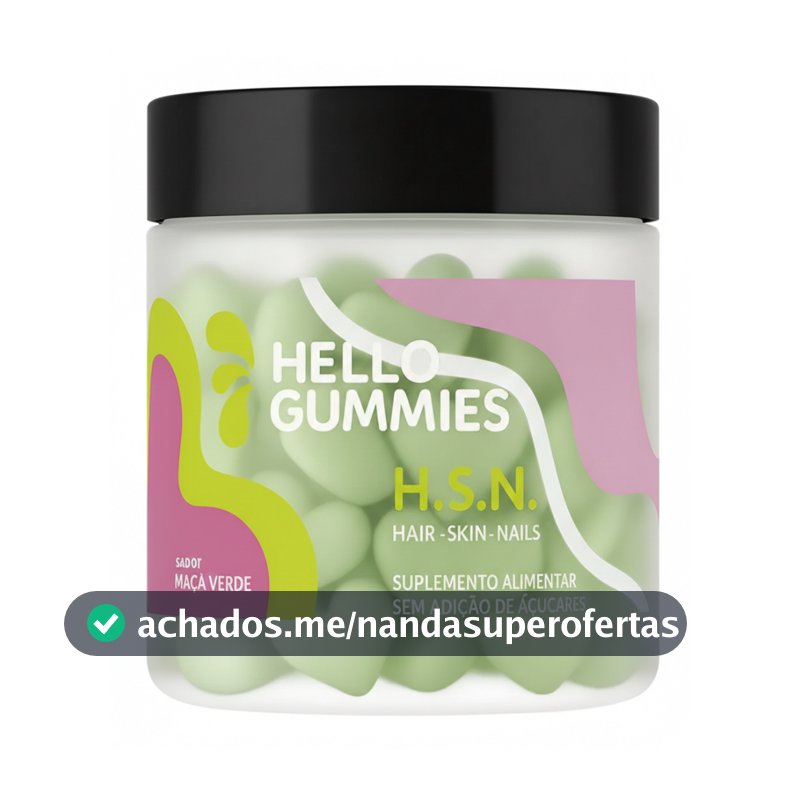 Cabelo, Pele e Unha Mastigável | Vitaminas com Zinco, Biotina e Ácido Hialurônico - Sabor Maçã Verde
