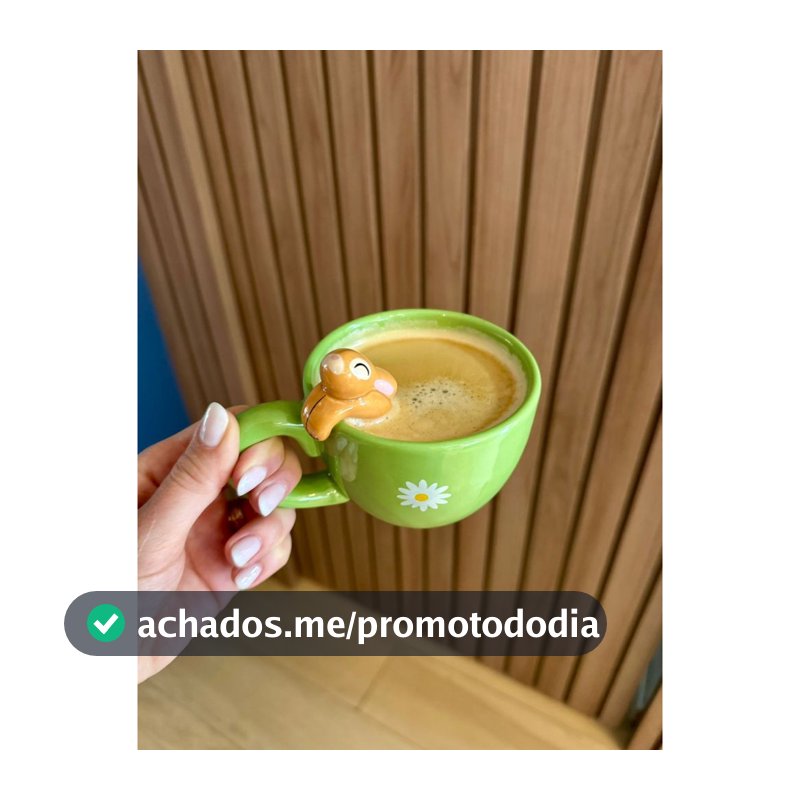 Caneca Coelho Pendurado Verde 200ml Cerâmica