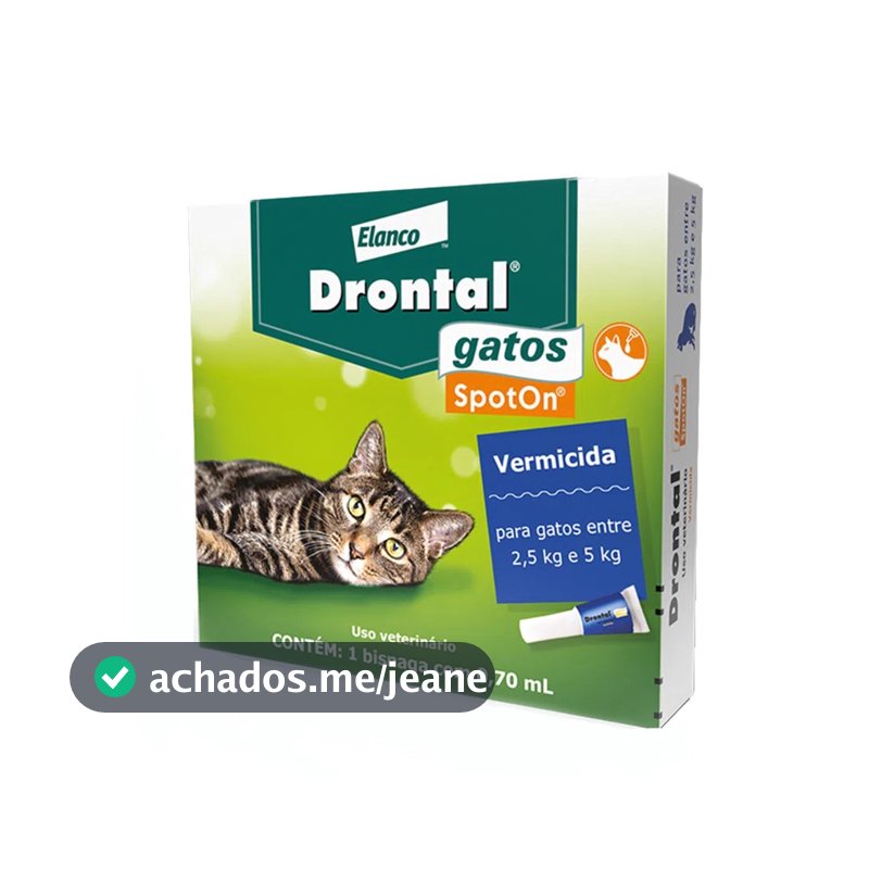 Drontal Gatos Spot On 0,7ml Vermífugo 2,5 - 5,0kg - Elanco