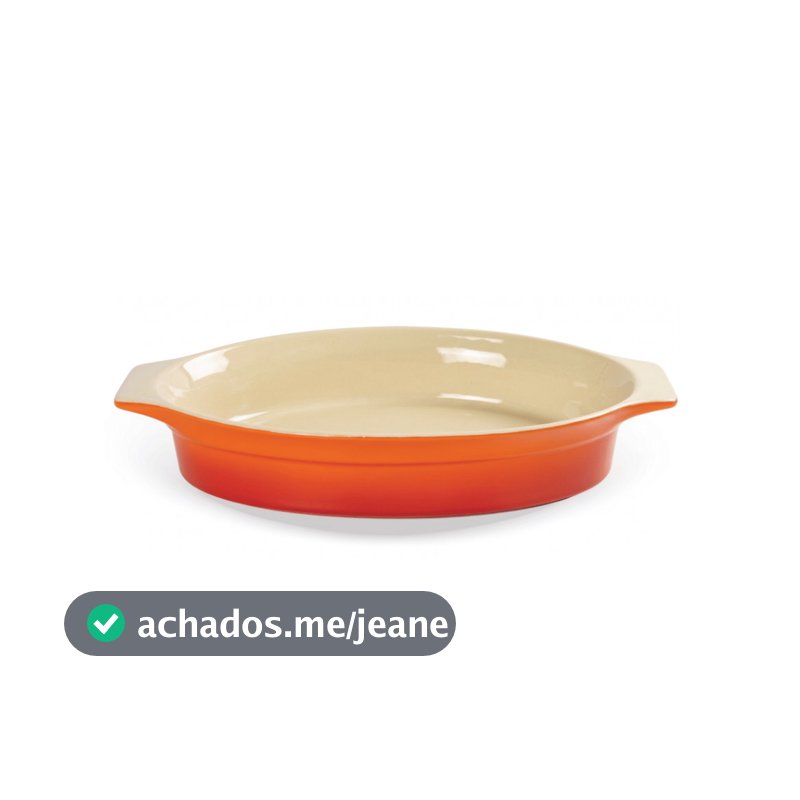 Travessa Assadeira em Cerâmica Oval Laranja Dêgrade 28x18x5,5cm Forno Jantar Servir Mesa Posta Lasanha