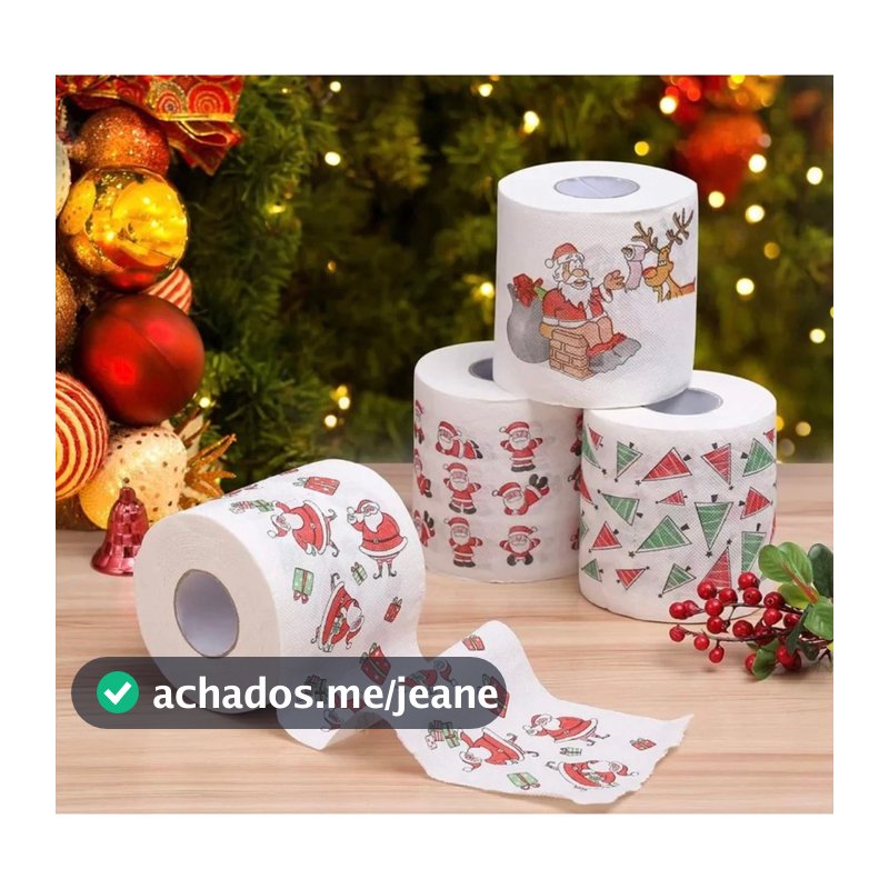 Papel Higiênico Decorado de Natal Papai Noel Natalino Rolo Estampado Enfeite Lavabo Banheiro