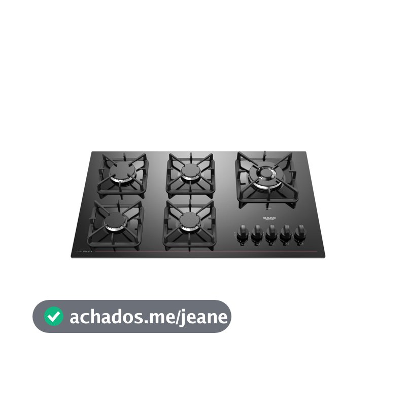 Cooktop 5 Bocas Dako Diplomata Mesa  de Vidro Preto Bivolt