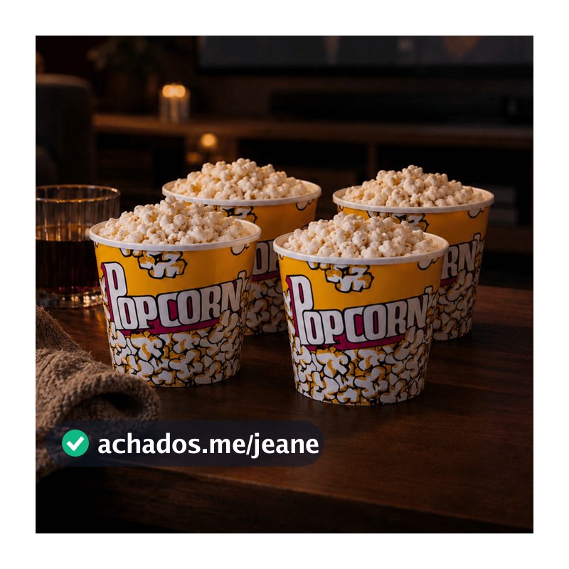 Kit 4 Baldes Pipoca Pote Grande Resistente Plástico 1,4 LITROS Cinema Filme PopCorn