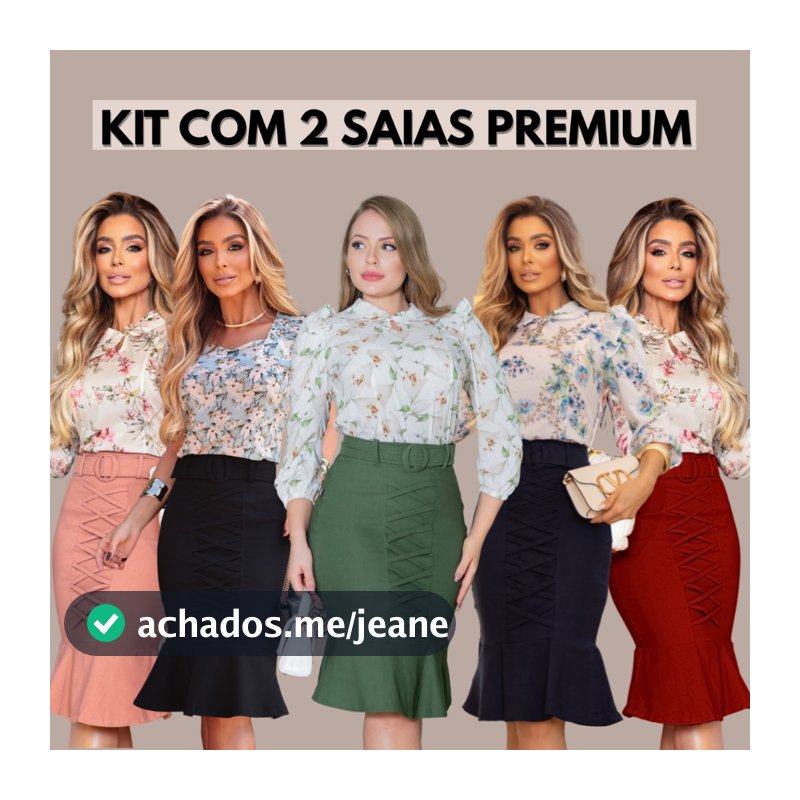 Kit Com Duas Saias Babado Evangélica Bengaline Com Elastano + 2 Cintos
