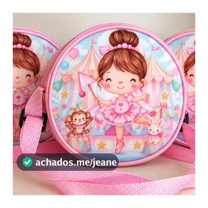 kit bolsa redonda 18x18 c/ alça regulável personalizados