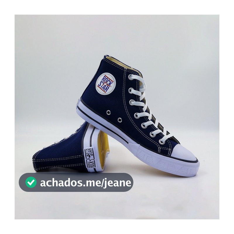 Tênis Casual Cano Alto Azul Marinho Unissex Design Estiloso Atemporal e Conforto Diário Rock Star