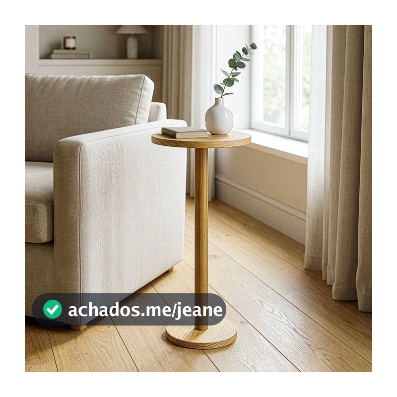 Mesa De Apoio Lateral Cabeceira De Madeira Retro Redonda 59 cm