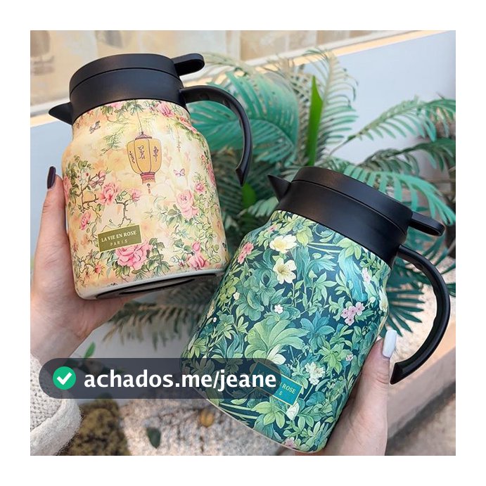 Bule de aço inoxidável, bule de isolamento duplo, design floral elegante, com filtro