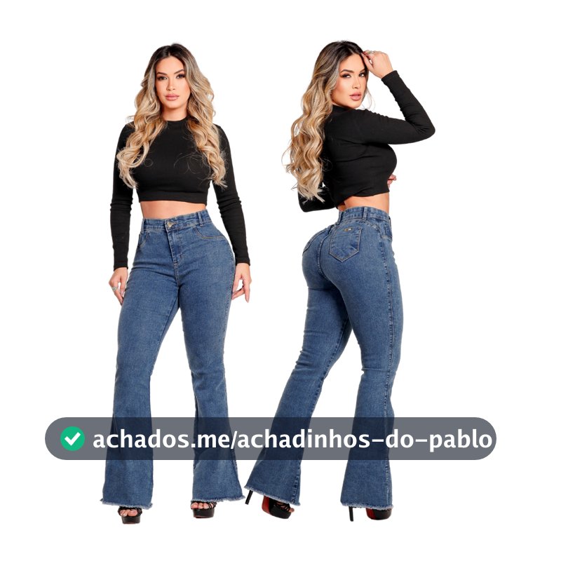 Calça Jeans Feminina Flare Marmorizada Lycra Modelagem Empina Bumbum Barra Desfiada