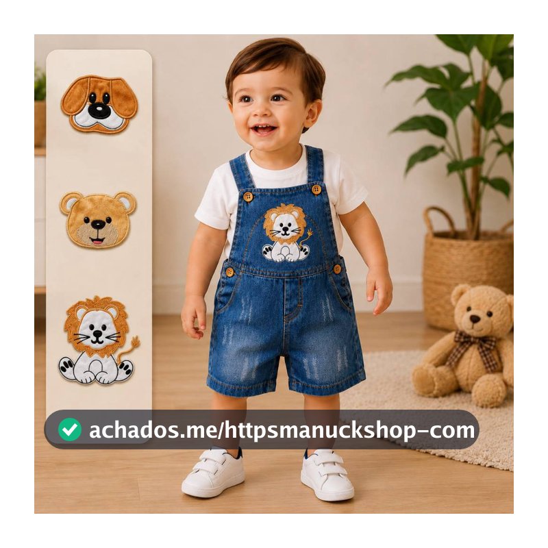 Jardineira Short Infantil Menino Jeans Menino Com Destroyed
