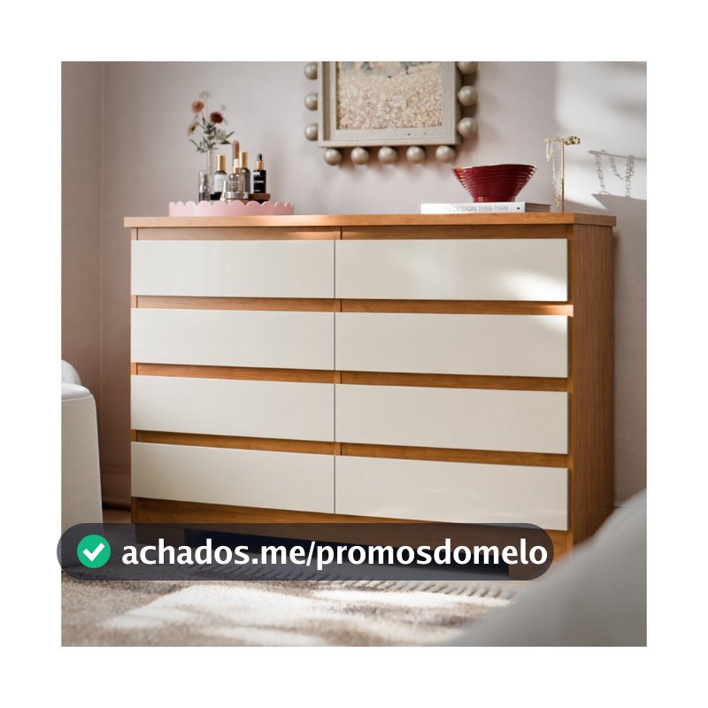 Cômoda 8 Gavetas Grande Com Corrediça Telescópica Pés Para Quarto Adulto Grande Guarda Roupas Grécia