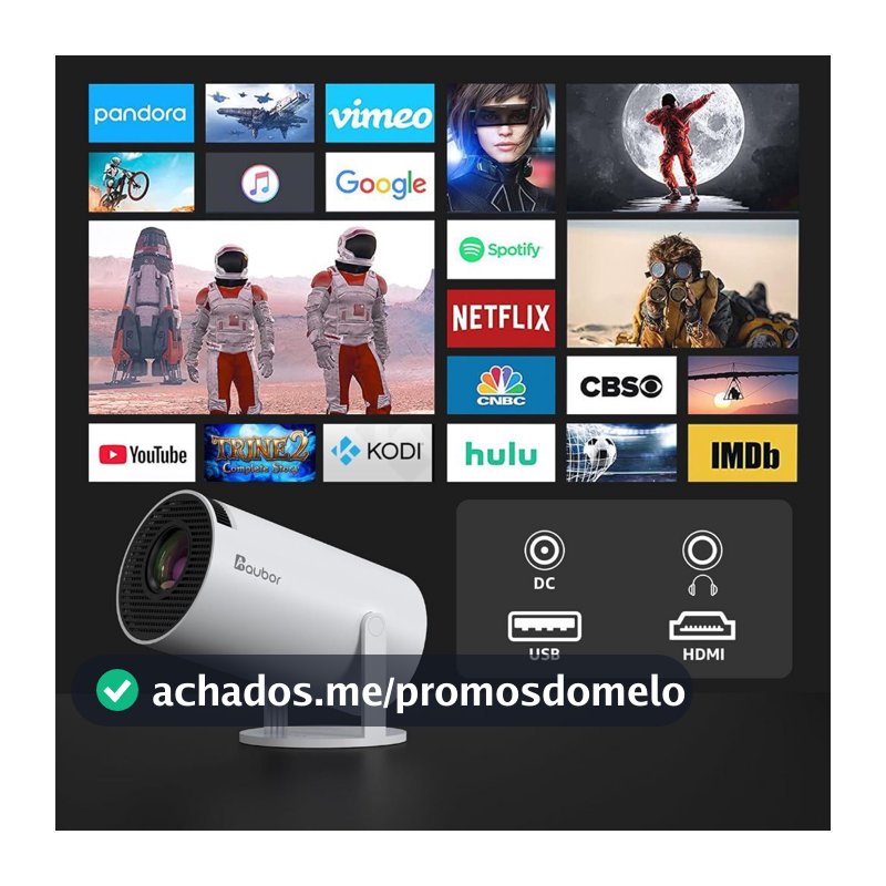 Projetor HY300 Original Portátil Smart Android 11 4K Ultra HD HDMI Wifi Bluetooth Alto Falante Embutido