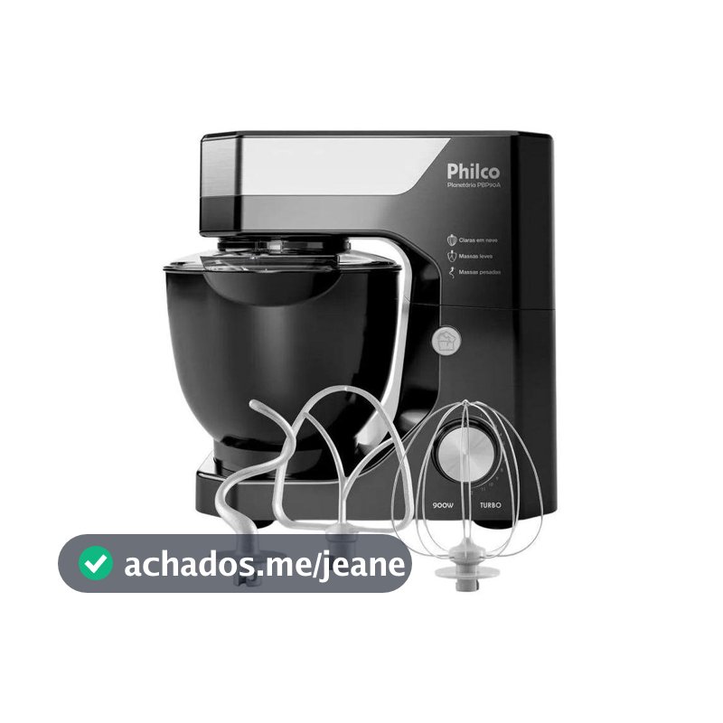 Batedeira Planetária Philco Preta 800W 12 Velocidades 5 Litros PBP90A 103401154
