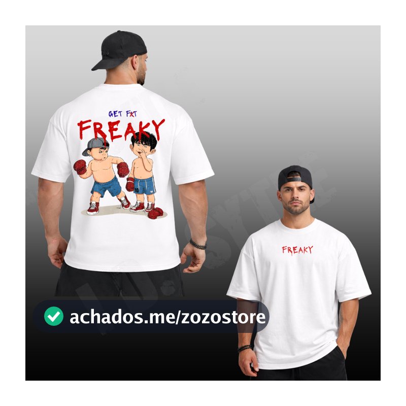 Camiseta Oversized Get Freaky Academia Treino Pesado Ganley Luta Streetwear 100% Algodão Estampada Anime Fitnes Top Gym