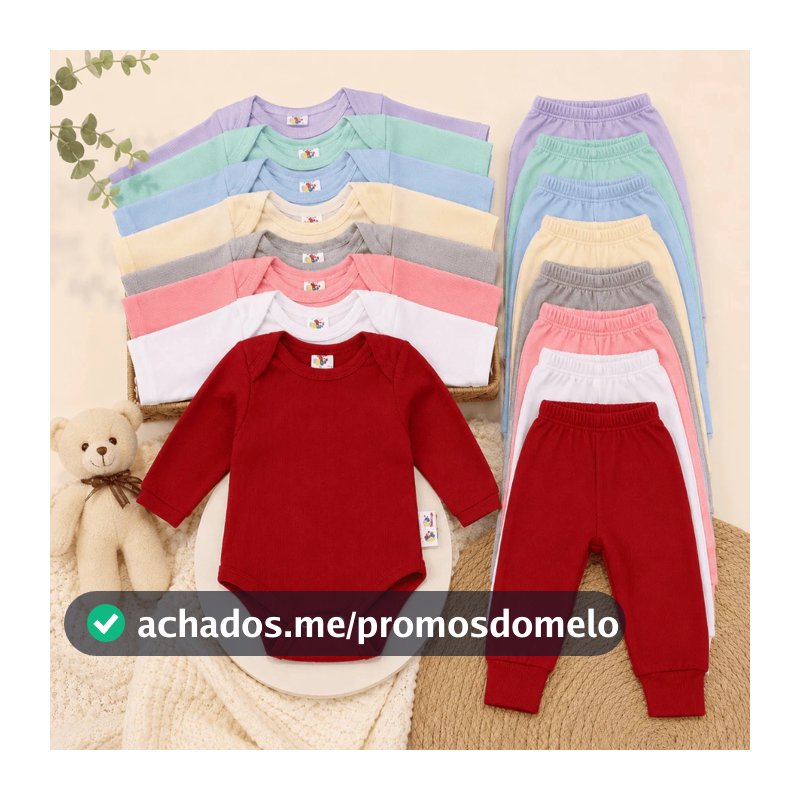 Kit roupas de bebê 12 Pçs Body Manga longa E Mijão Enxoval