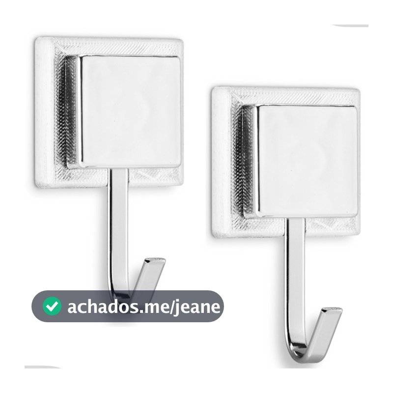 Kit 2 Gancho Cabide Cabideiro Suporte Porta Toalha de Rosto de Parede Banheiro 3M Cromado Arthi