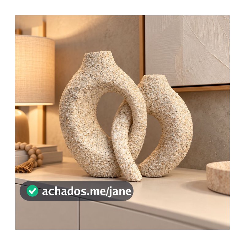 Dupla De Vasos Mônaco Em Cerâmica Decoração Moderna Para Sala Aparador Quarto Escritório Rack