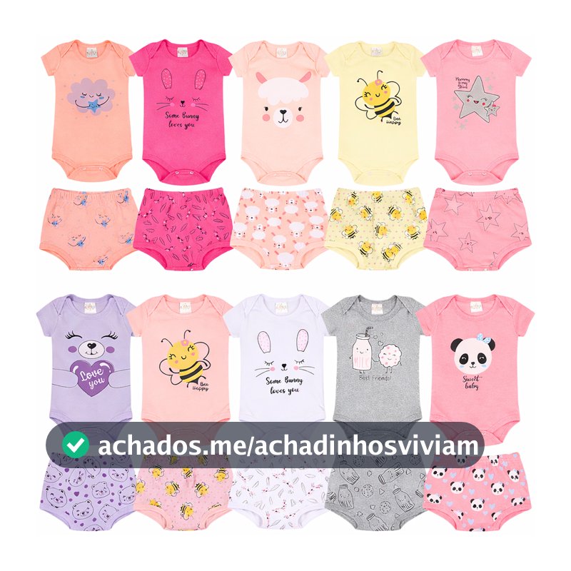 kit 10 peças body + shorts menina 5 body+5 shorts- 5 conjuntos feminino roupa infantil