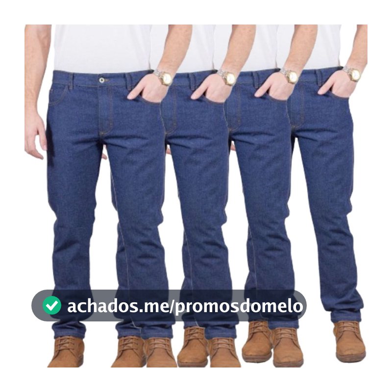 Kit 4 Calças Jeans Masculina 100% Algodão Azul de Trabalho Barata Direto da Fabrica