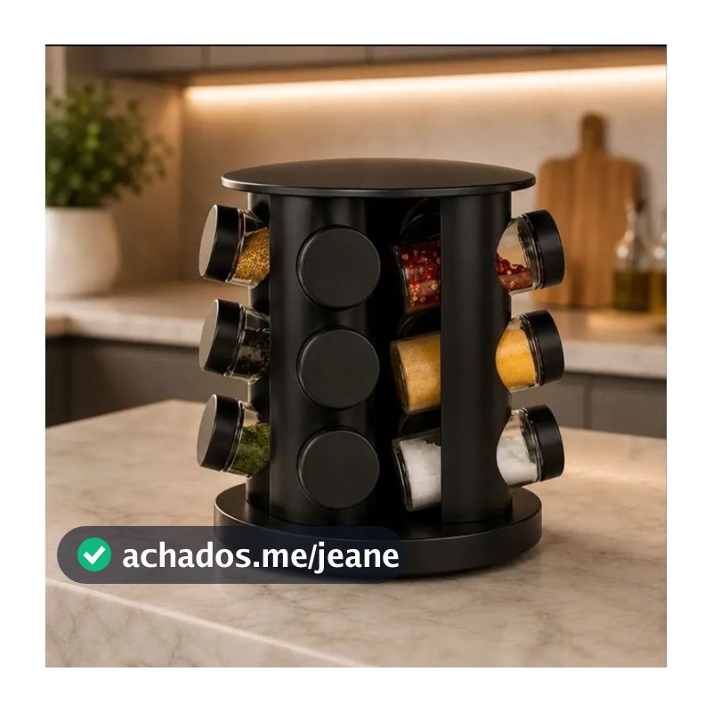 Porta-Temperos Giratório Com 12 Potes Belovidro